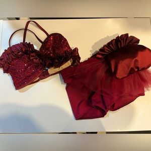 Balera dance costume in burgundy/wine